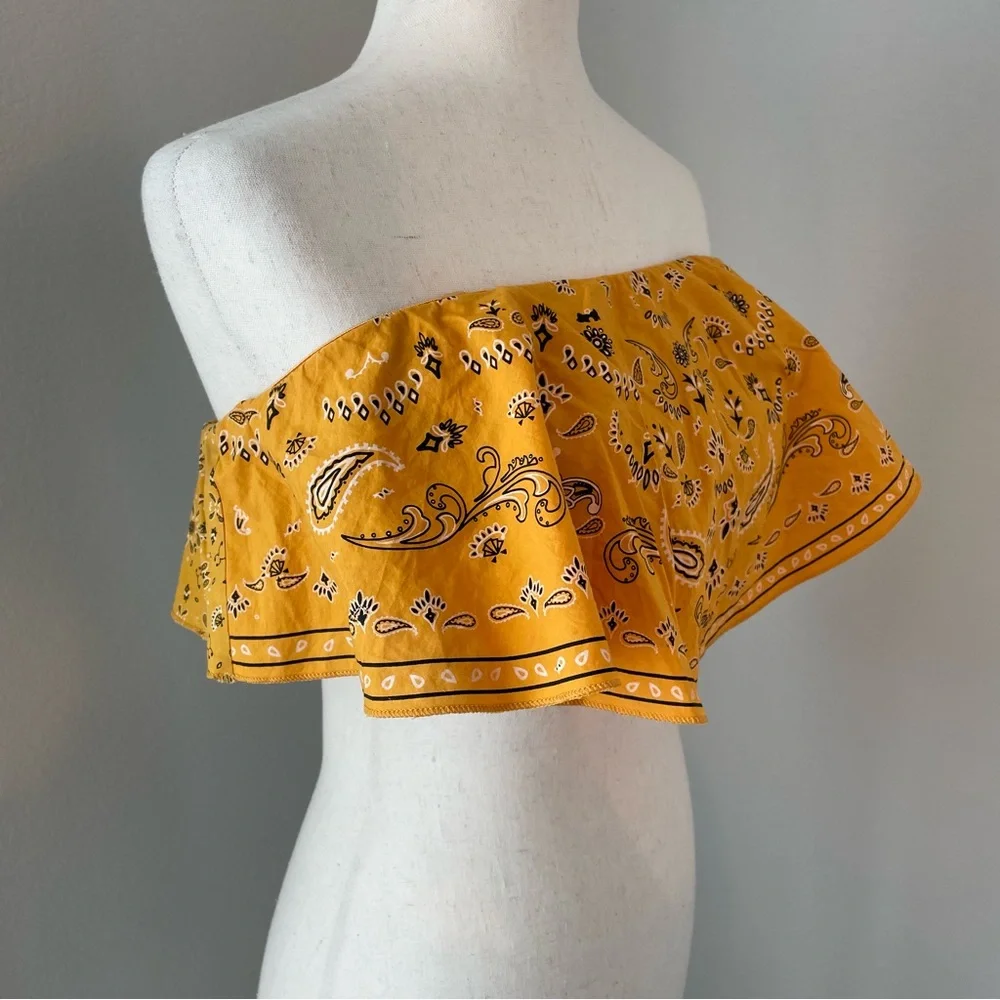 Vintage Yellow Bandana Tube Top Festival Wear Large Oppa - Picture 2 of 8